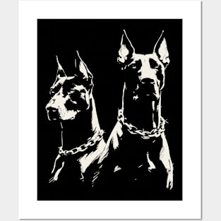 Doberman Dogs Hard Retro Grunge Posters and Art